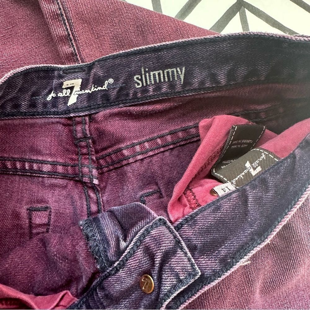 7 For All Mankind Size 14 Slimmy Red Wash Jeans - Picture 4 of 4